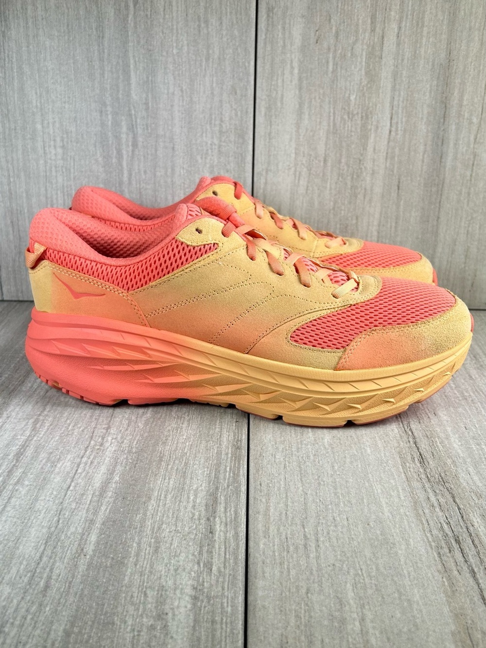 NEW Hoka One One Bondi L BP Coral Peach Athletic Running Shoes Mens Size 14